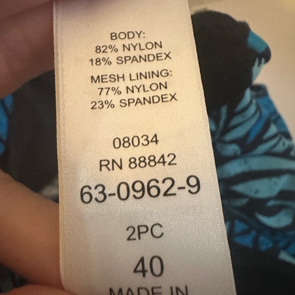Swimsuits For All Aqua and Black Leaf Pattern Swimsuit - Picture 4 of 4